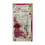 Age 21 Pink Dress and Sandals Design Floral Opacity Birthday Card