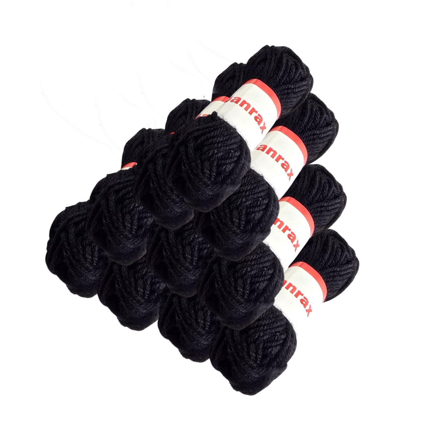 Black Acrylic Yarn Roll – 10g, 4 Strand 8 Ply Knitting Wool