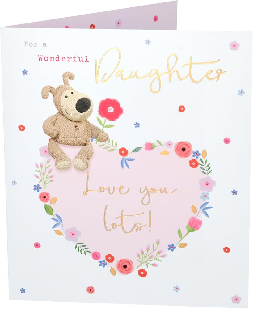 Daughter Birthday Card Boofle On A Big Heart of Flowers 