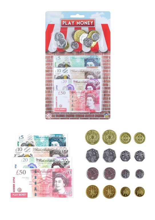 Play Money Sterling Pounds Coins & Notes (T09378)