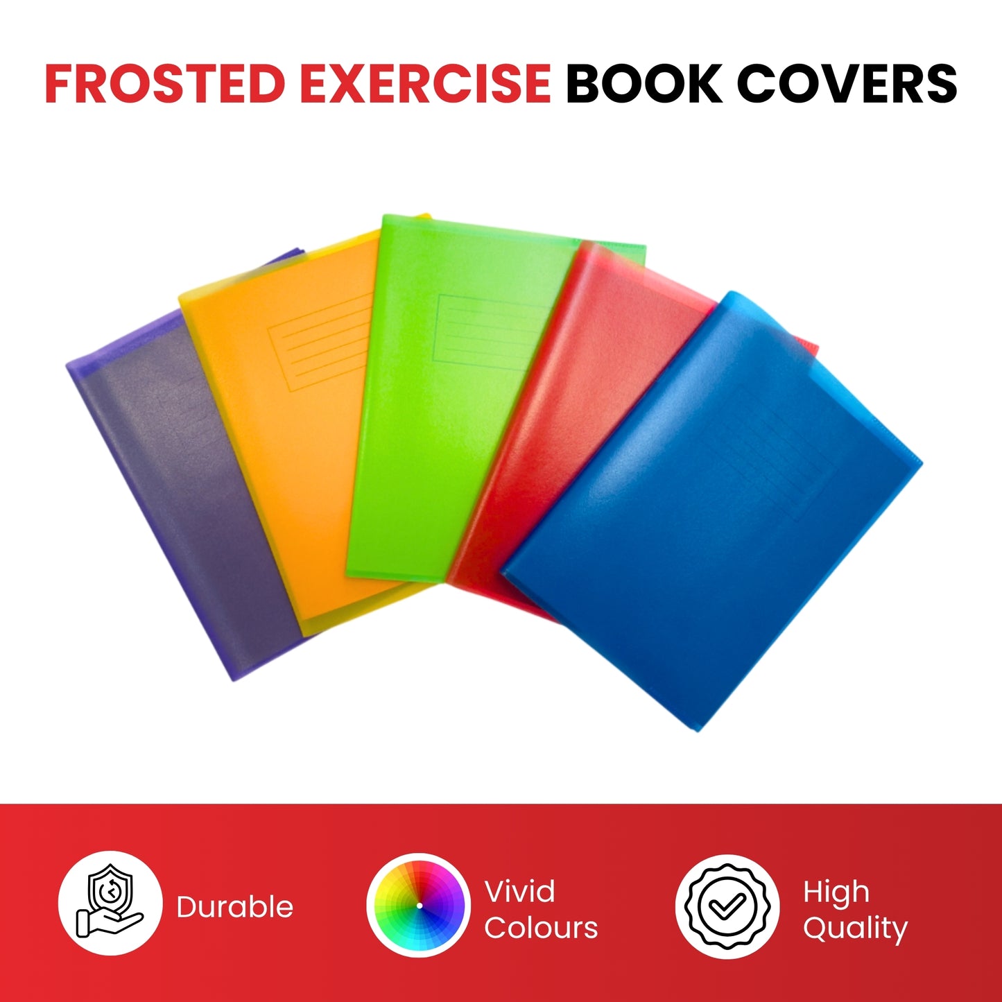 Pack of 10 A4 Frosted Red Exercise Book Covers