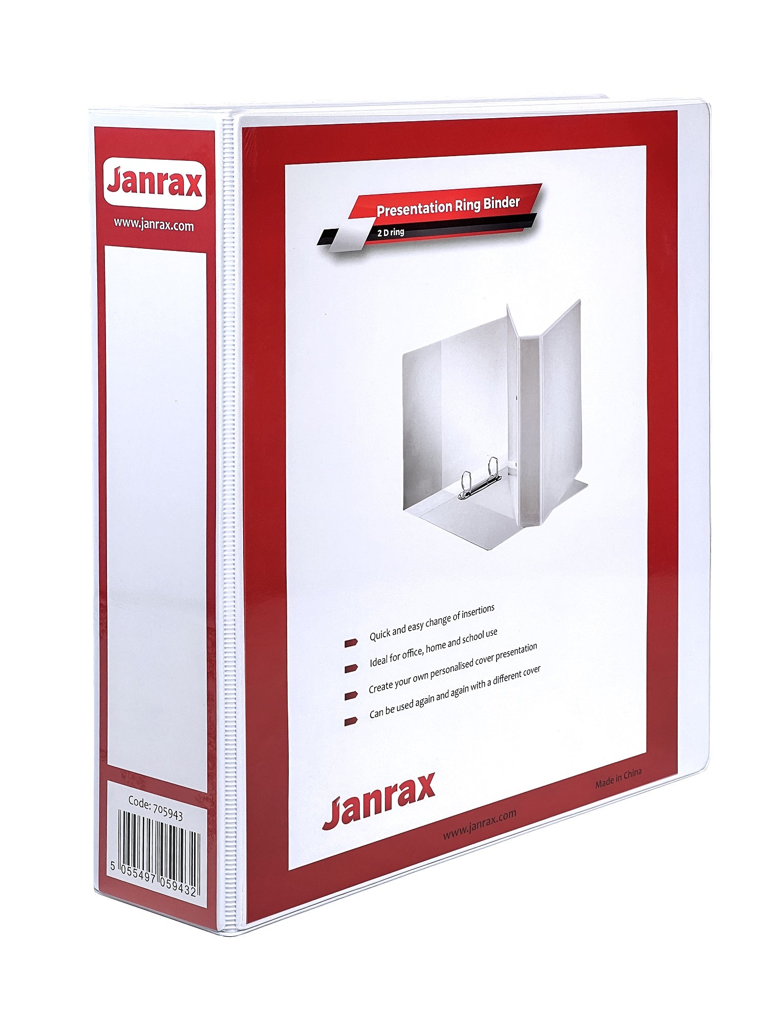 A4 White 3” (76mm) Presentation 2D Ring Binder with Fully Customisable Covers