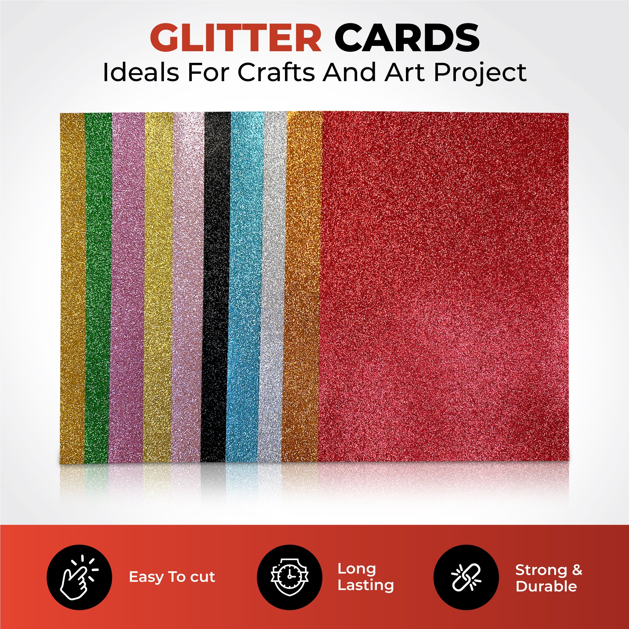 Pack of 10 A4 Gold Coloured Glitter Card 230gsm Sheets