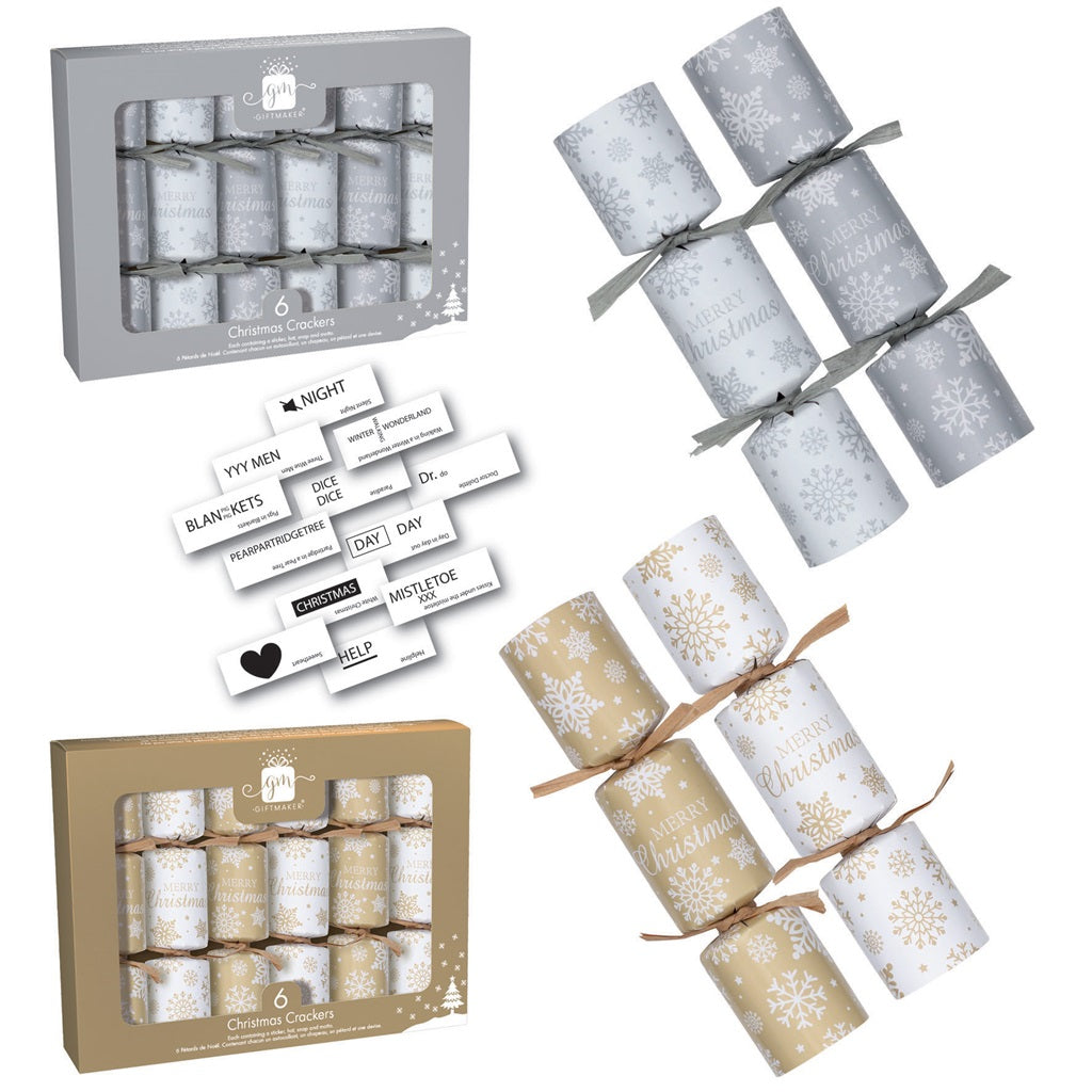 Pack of 6 6" Gold or Silver Tree Christmas Dinner Crackers