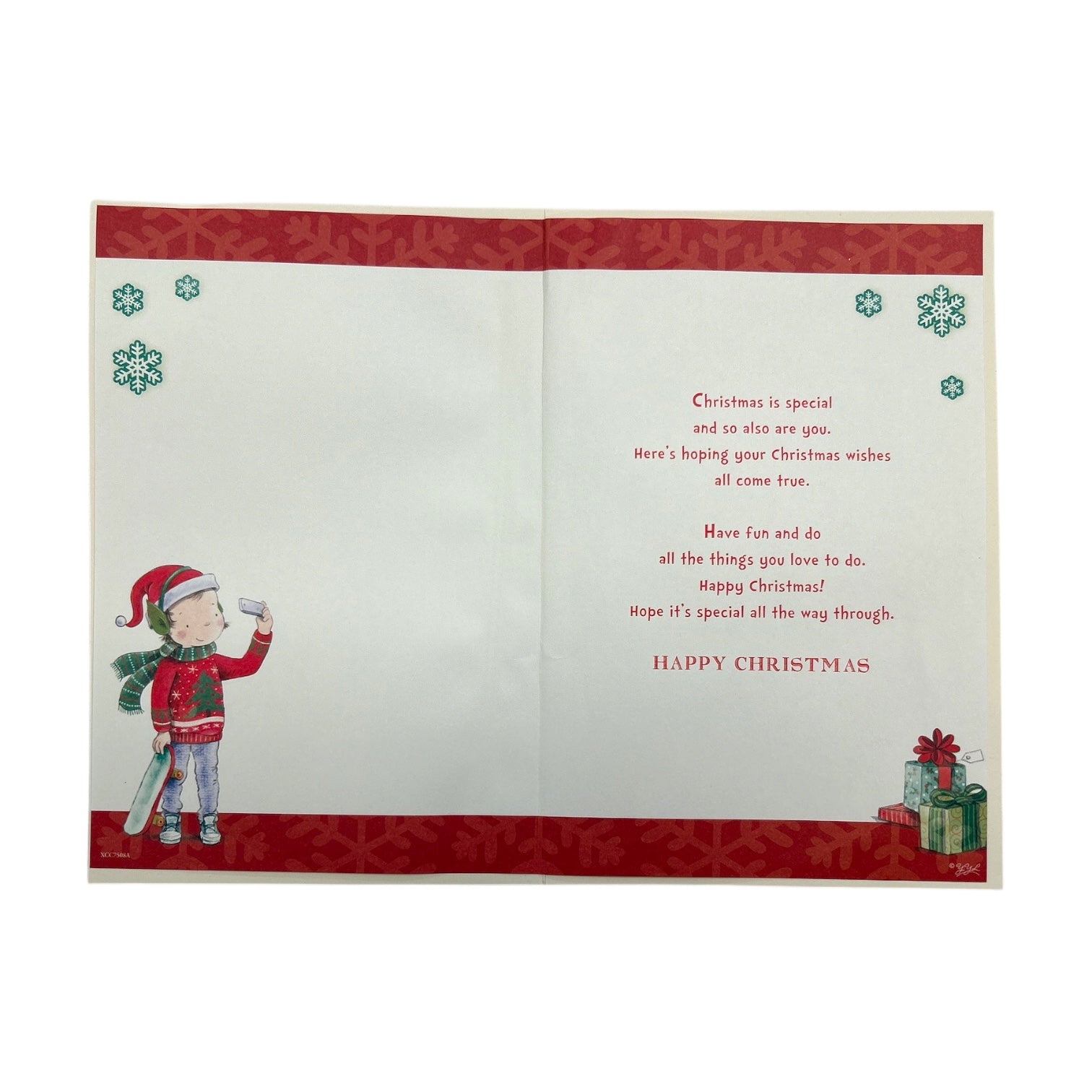 The Selfie Elfie Design Especially For You Male Christmas Card with Badge