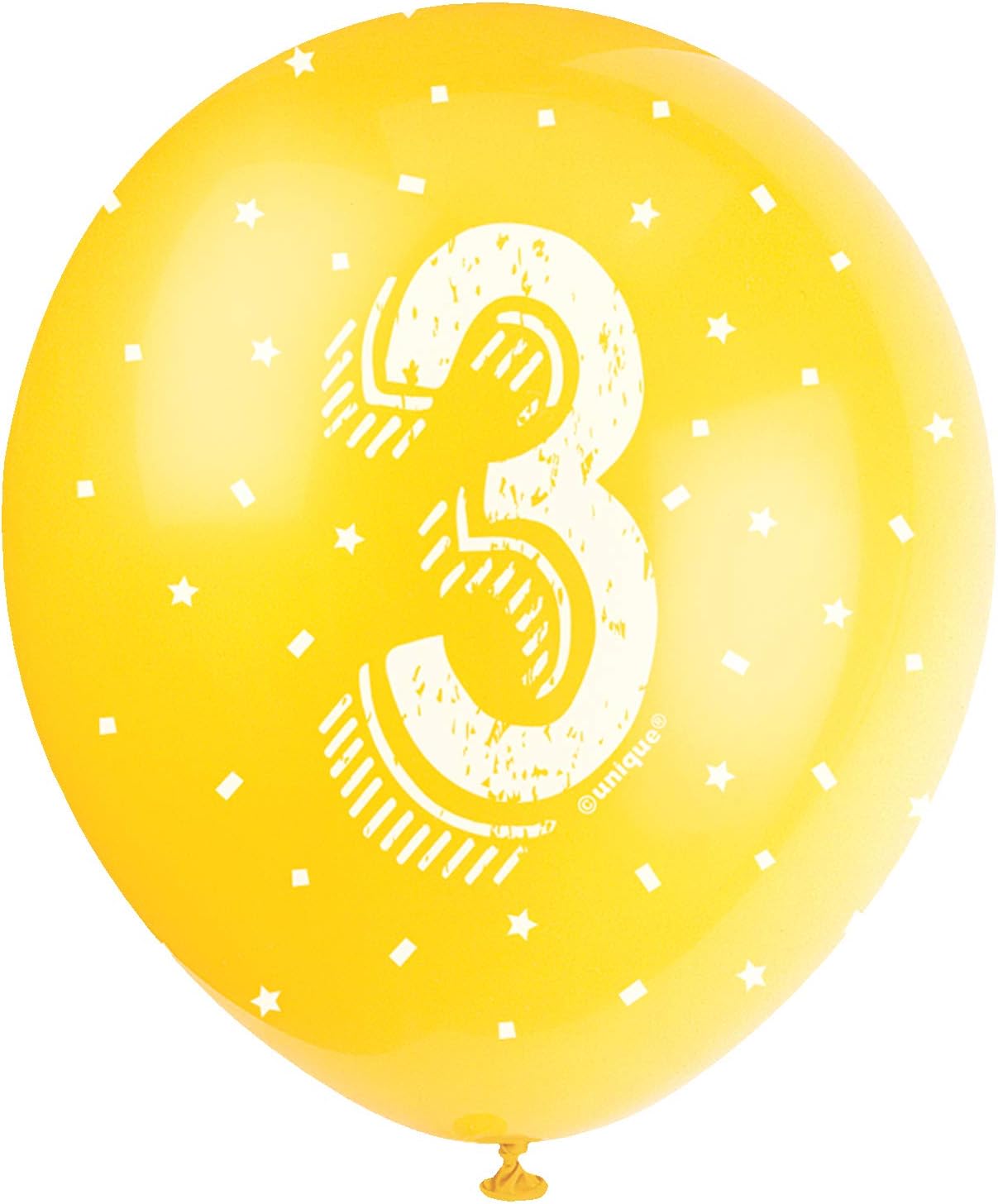 Pack of 5 Number 3 12" Latex Balloons