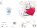 Bear Leaning On Red Heart Luxury Handmade Fiancée Valentine's Day Card {DC}