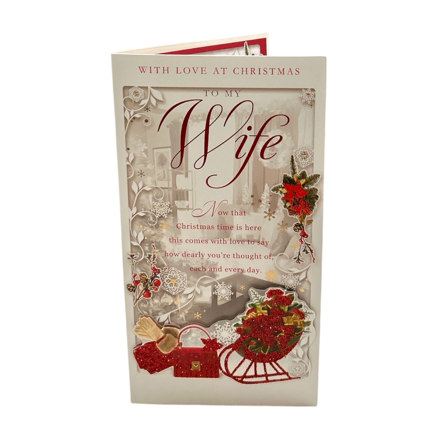 Romantic Sleigh Scene Design To My Wife Christmas Card