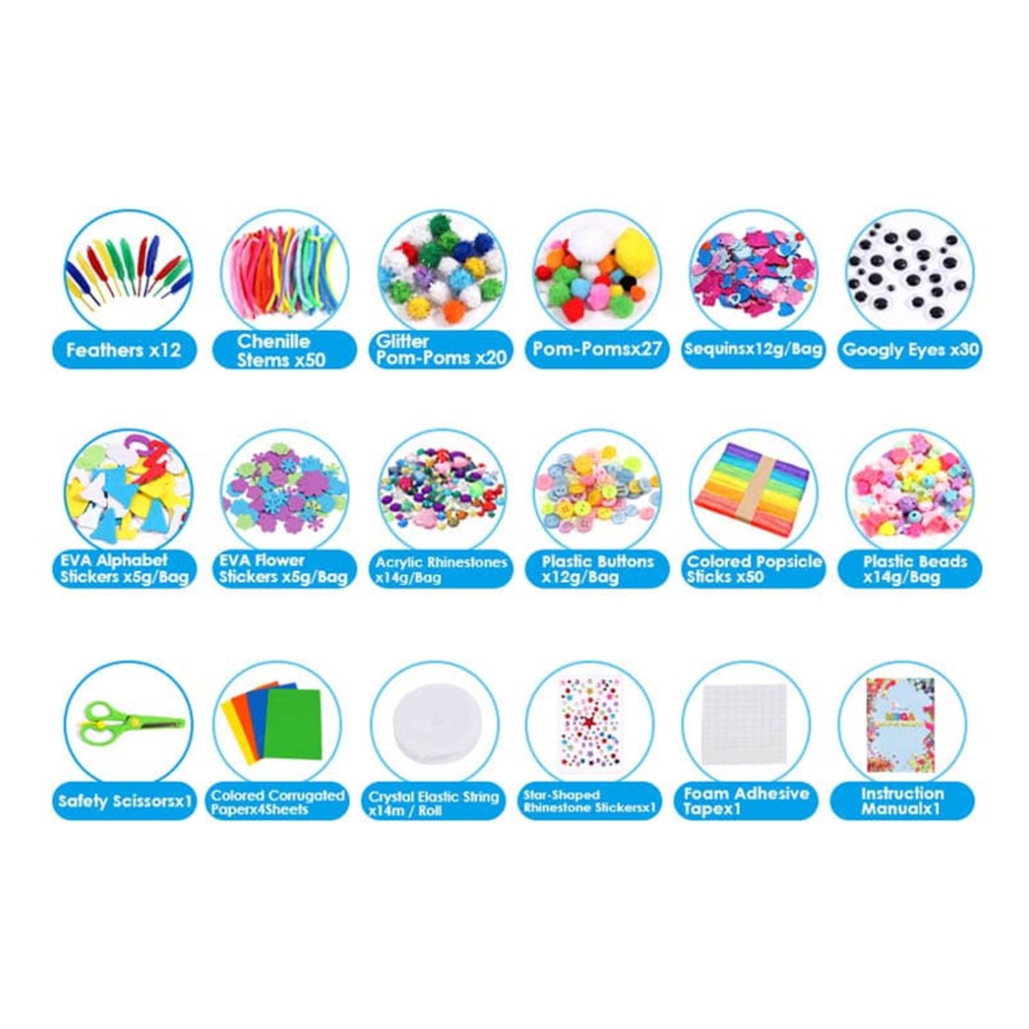 Pack of 500 Pieces DIY Arts and Crafts Set
