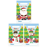 Pack of 12 Assorted Christmas Time Party Bags - Snowmen, Santa, Robin {DC}