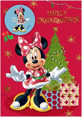 Disney Minnie Mouse Lovely Granddaughter with Recyclable Badge Christmas Card
