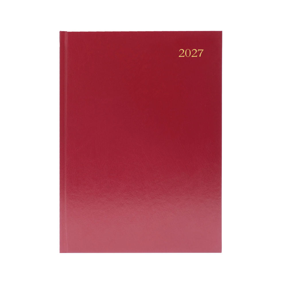 Janrax 2027 A5 2 Days Per Page Burgndy Desk Diary