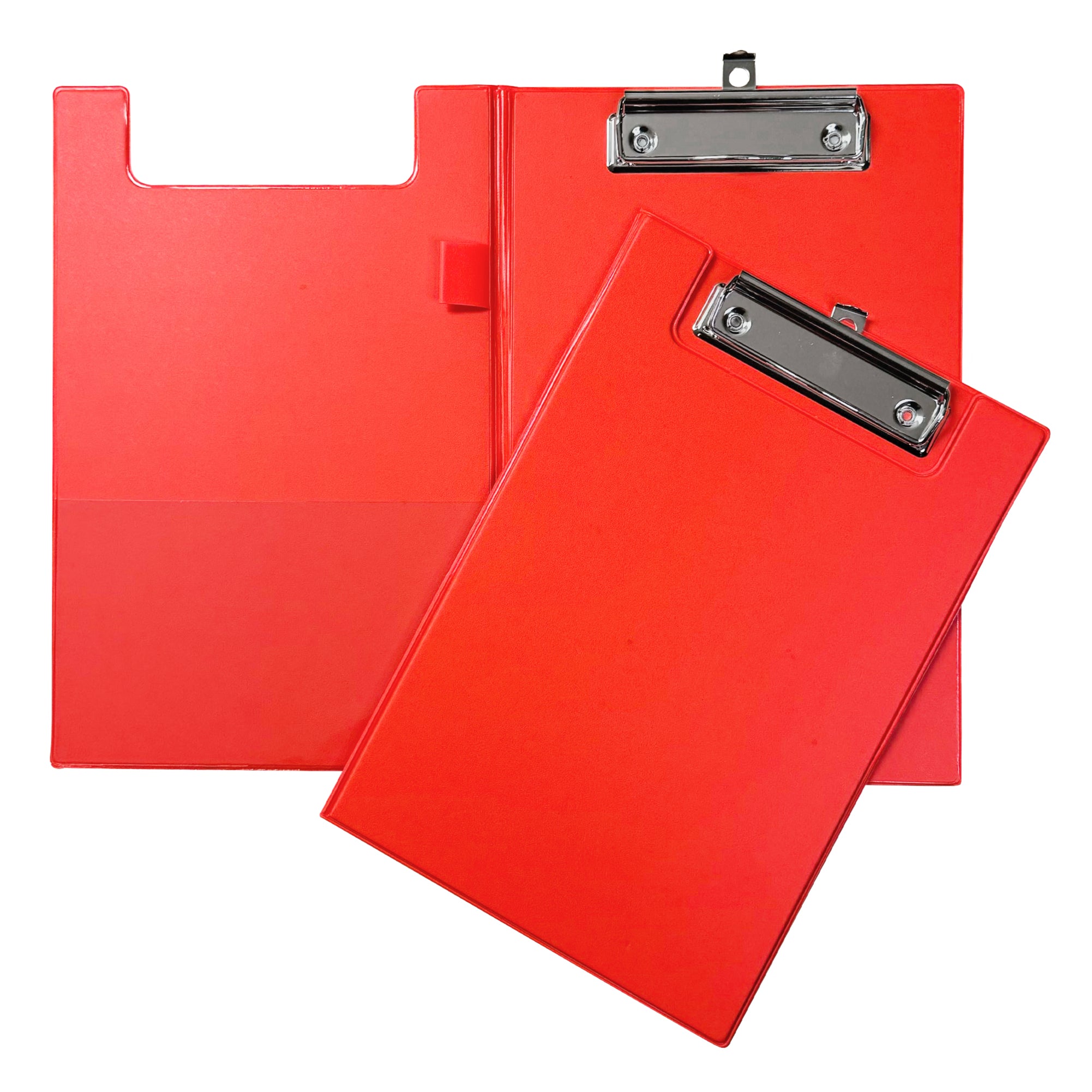 A5 Neon Orange Foldover Clipboard with Pen Holder