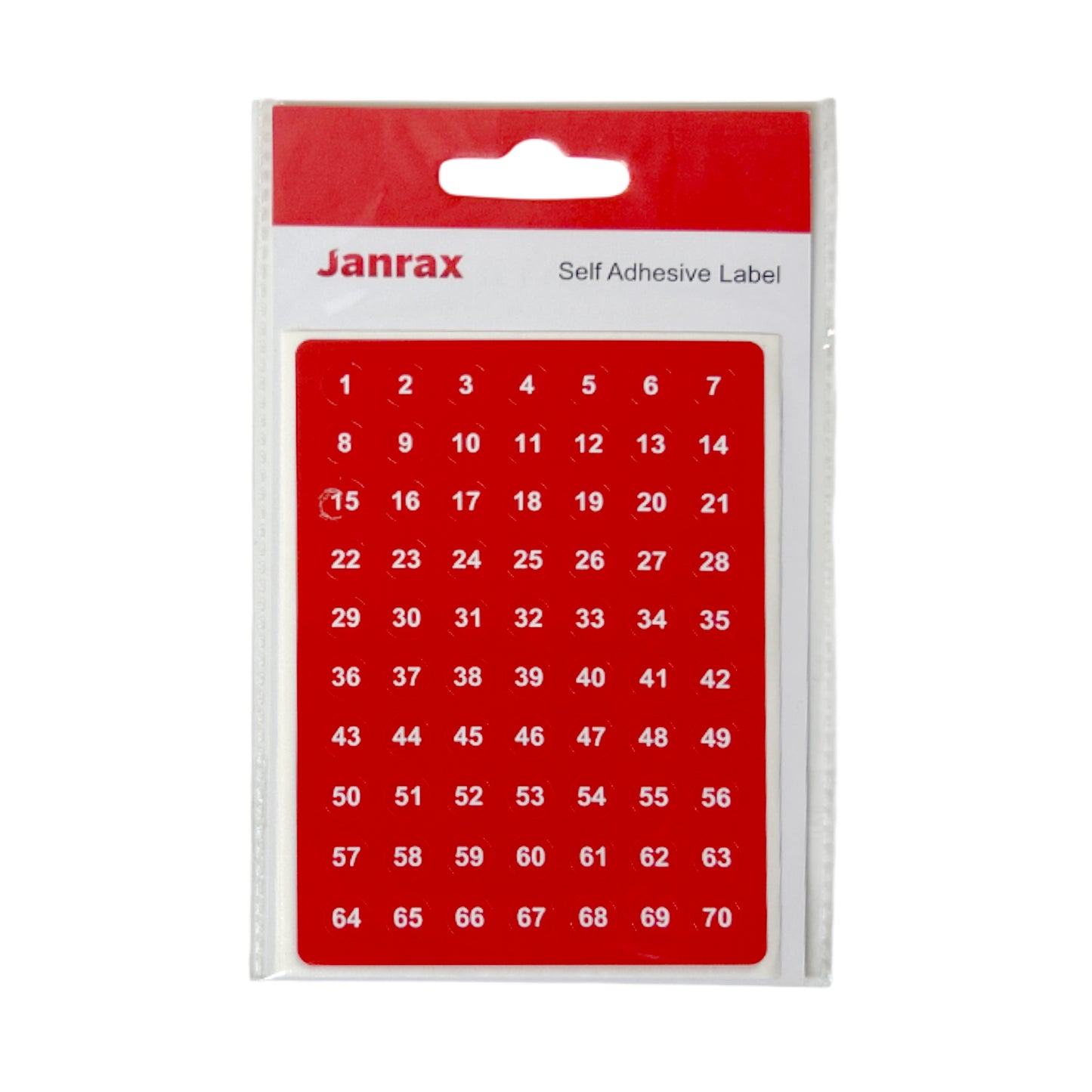 Pack of 420 White on Red/Blue/Green 1-140 Number 8mm Self Adhesive Labels