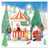 Pack of 10 Whimsical Market Design Square Christmas Cards With Envelopes