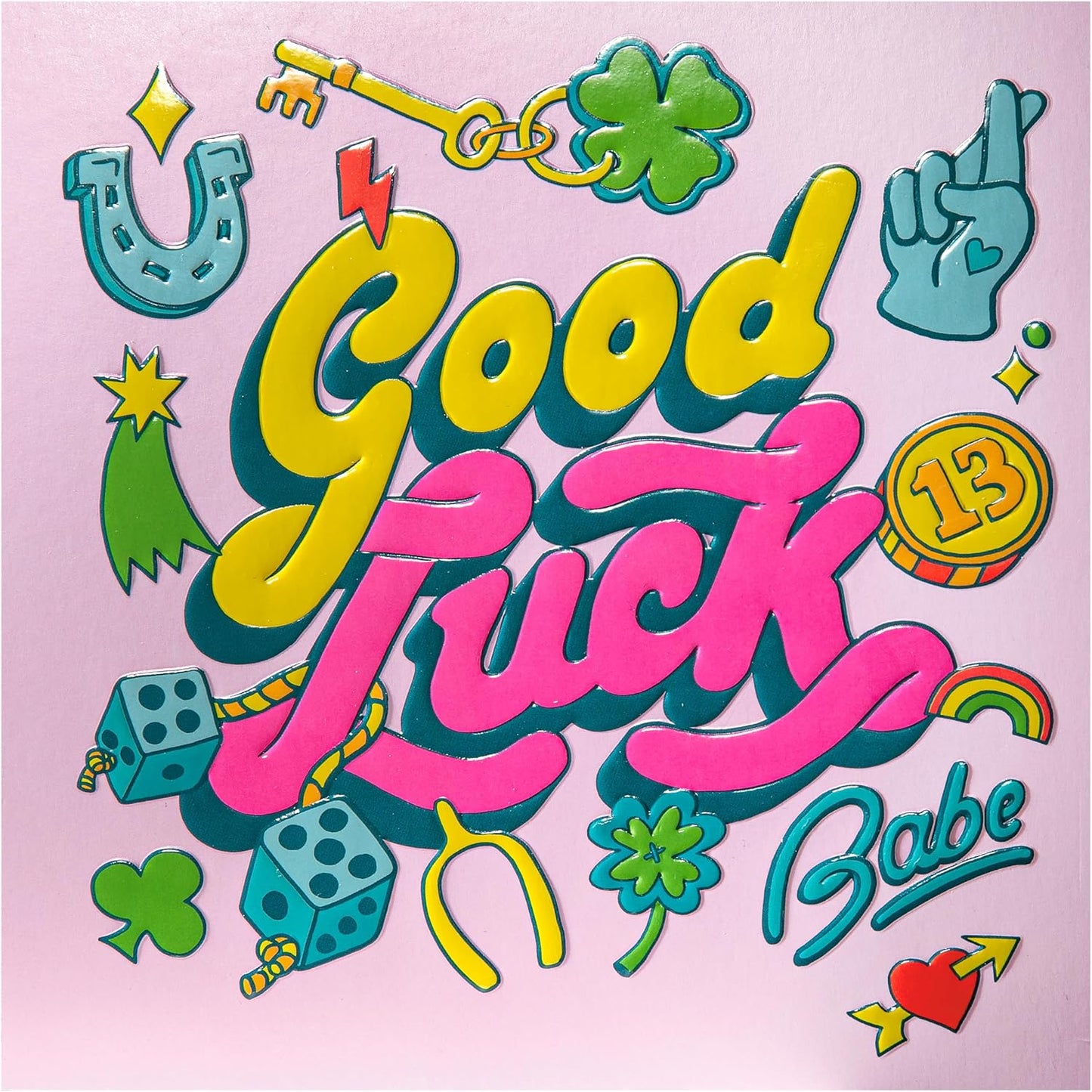 Neon Colour Design 'Icons' Contemporary Good Luck Card