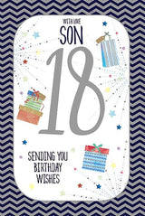 Son  Age 18 Birthday Greeting Card 18th Foil Finish