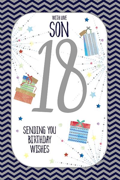 Son  Age 18 Birthday Greeting Card 18th Foil Finish