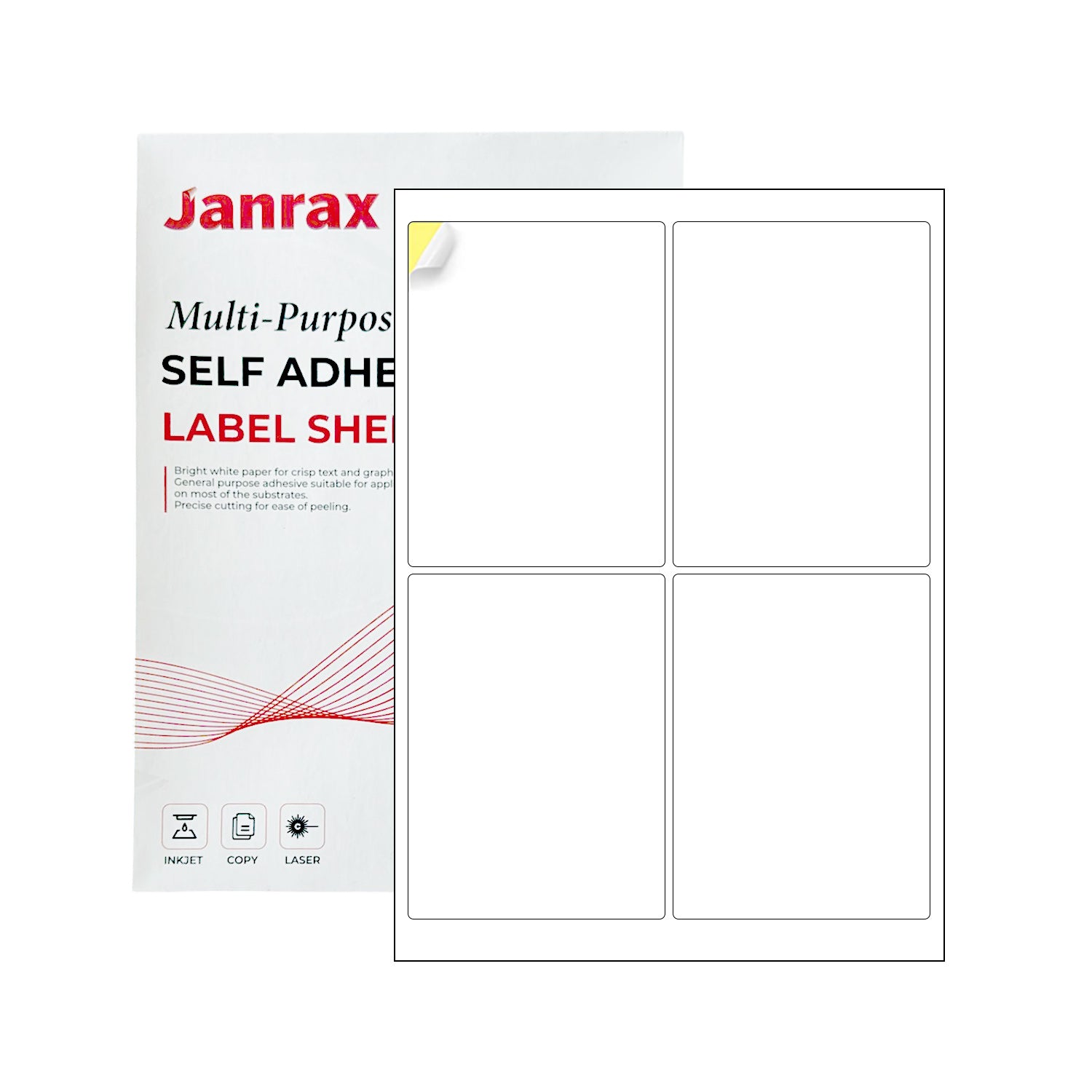 Pack of 400 White 99x146mm Self Adhesive Labels (4 Labels per A4 Sheet)
