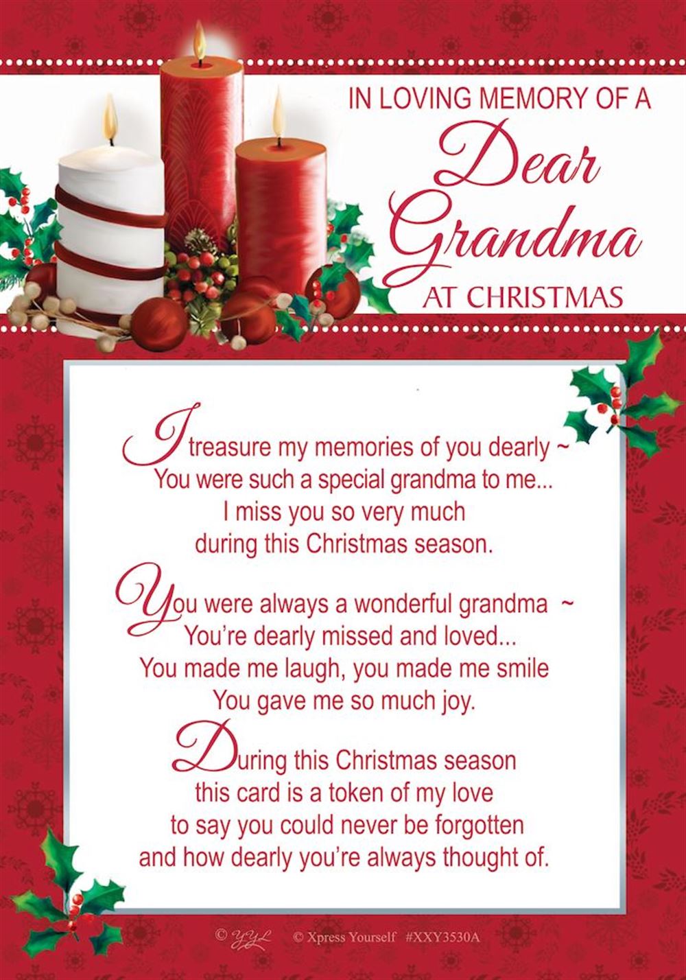 In Loving Memory of a Dear Grandma Christmas Graveside Keepsake Card