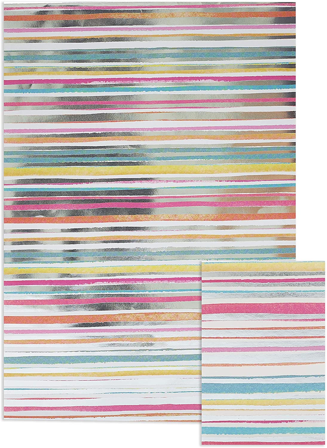 Foil Stripes Birthday Gift Wrapping Paper 1 Sheet & 1 Tags 