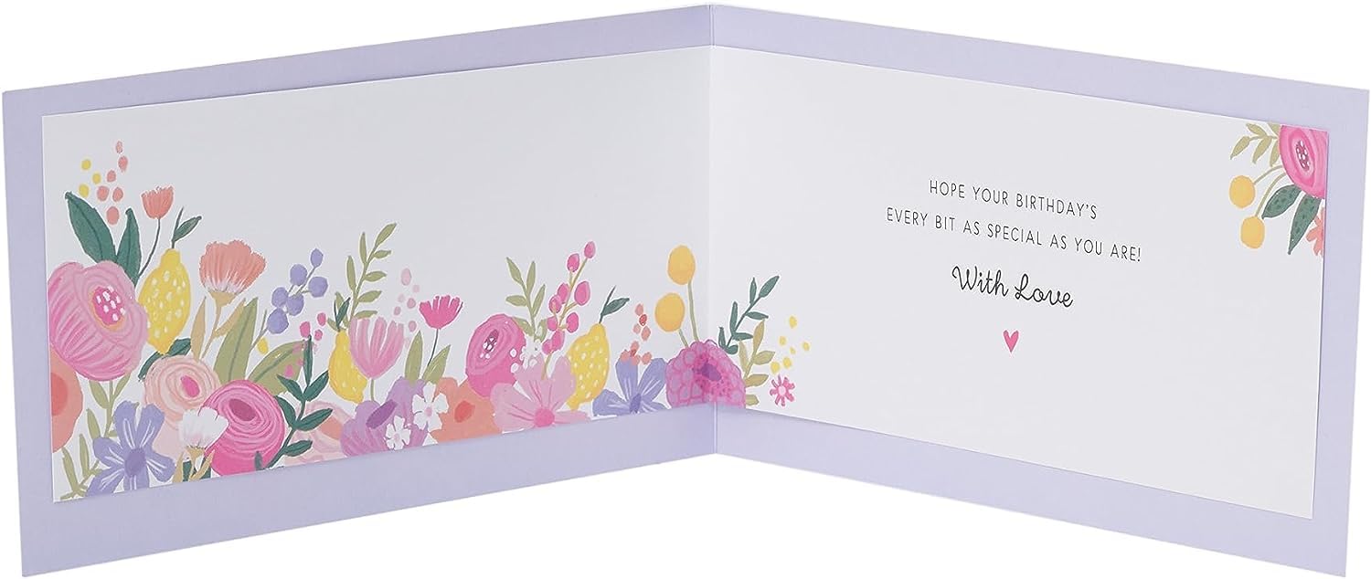 Grandma Birthday Card Flower & Bold Font Design 
