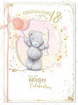 Bear With Champagne Flute And Balloons Large Luxury Boxed Handmade18th Birthday Card