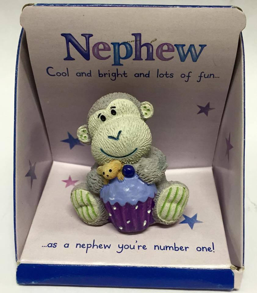 Nephew Captioned Morris Monkey Resin Figurine Elliot and Buttons