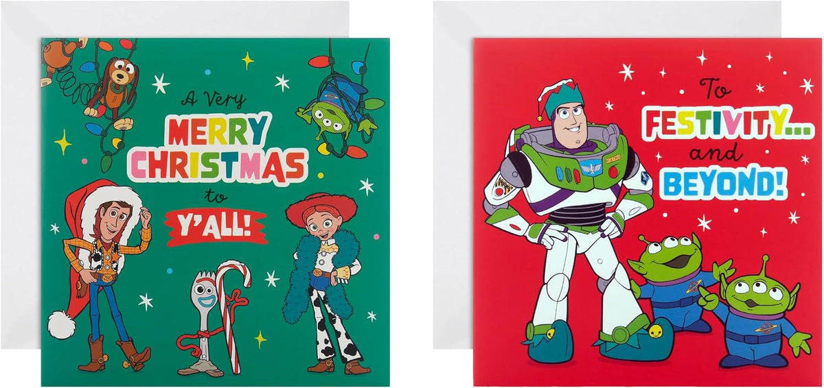 Disney Toy Story Pack of 10 in 2 Fun Designs Christmas Cards