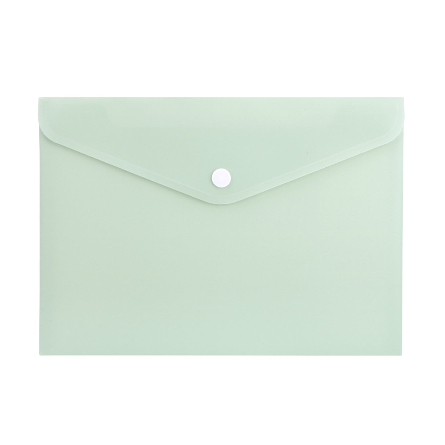 Pack of 12 A4 Light Pastel Green Soft Touch Plastic Document Wallets with Button Closure