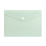 Pack of 12 A4 Light Pastel Green Soft Touch Plastic Document Wallets with Button Closure