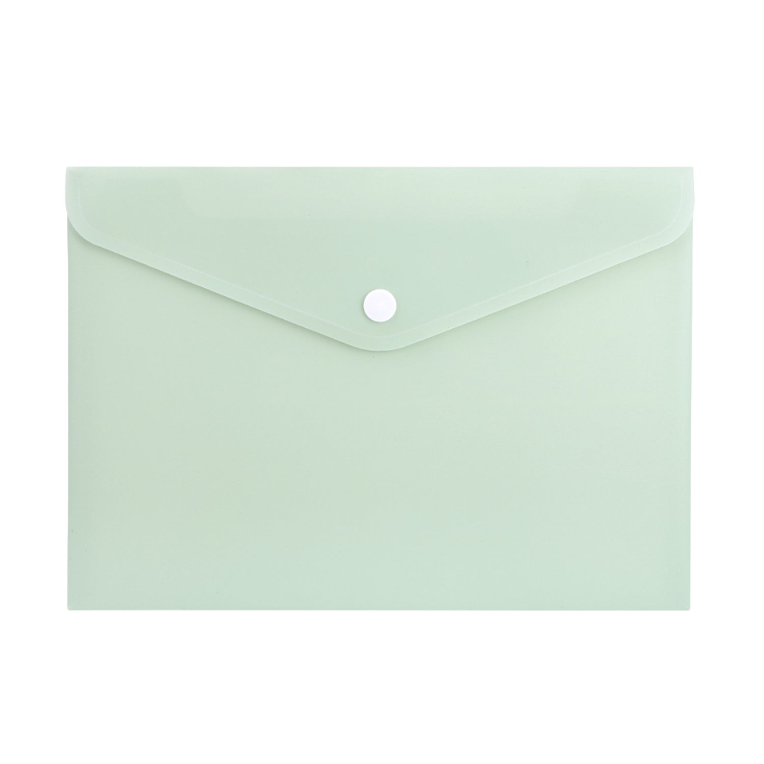 Pack of 12 A4 Light Pastel Green Soft Touch Plastic Document Wallets with Button Closure