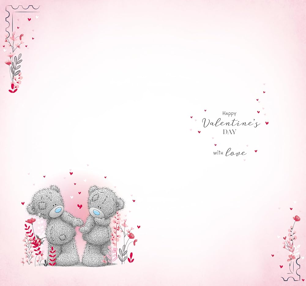 Bear Holding Up Big Heart Open Valentine's Day Card {DC}