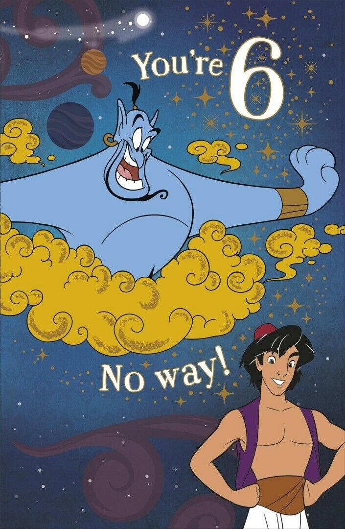 Aladdin You're 6 Maximise Your Wishes Age 6th Birthday Disney Card 