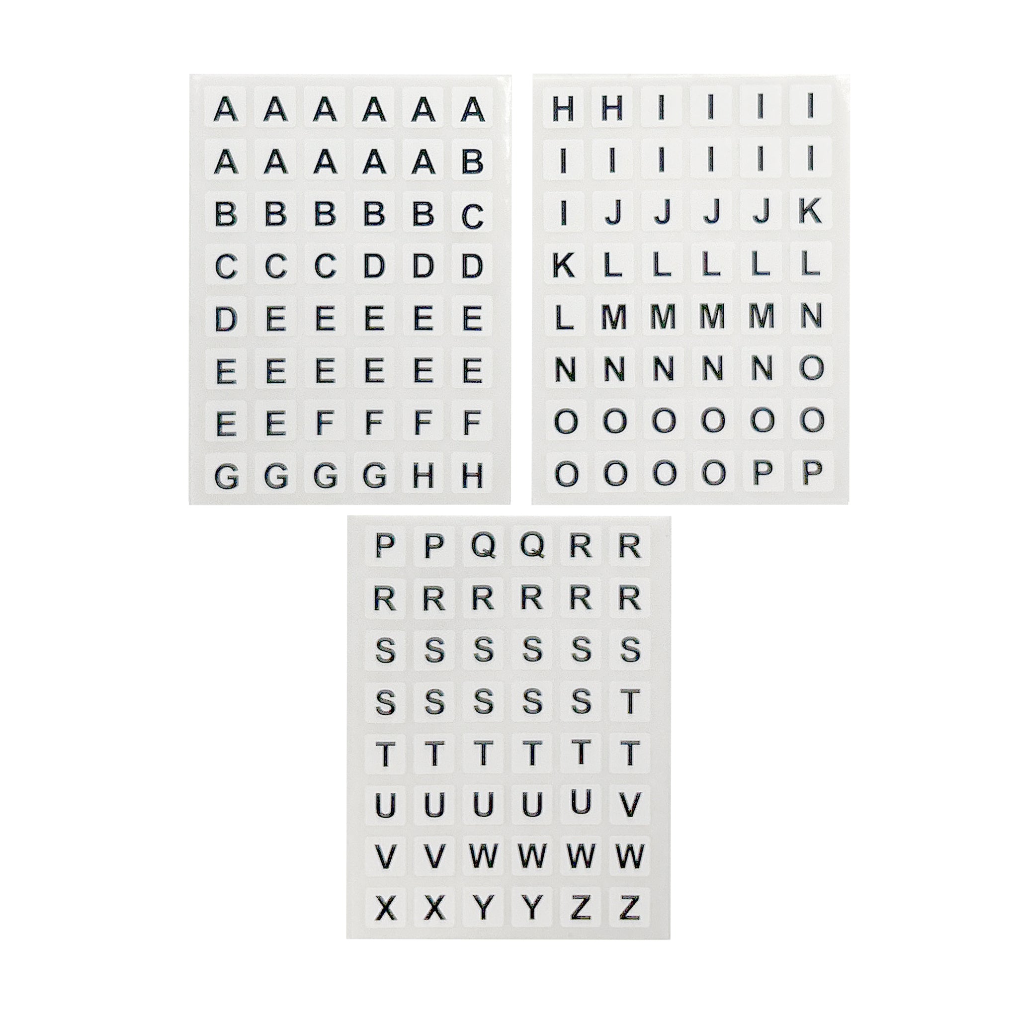 Pack of 144 Black on White A-Z Alphabet 12x12mm Self Adhesive Labels