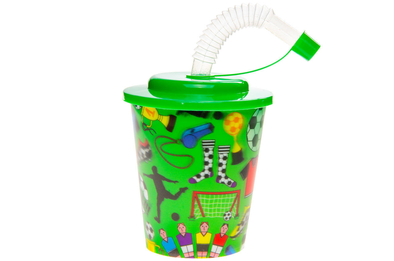 Football Theme 3D Cup With Straw and Lid