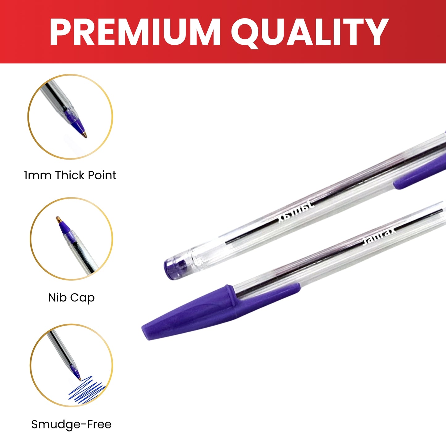 Box of 50 Orange Ballpoint Pens Smooth Glide by Janrax