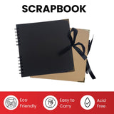 30 Sheets 20x20cm Spiral Bound 180gsm Kraft Scrapbook with Ribbon Closure and Metal Corners