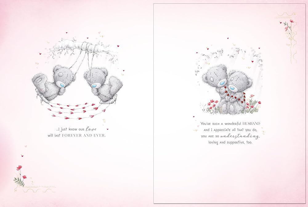 Bears Sat On Log Amazing Husband Luxury Boxed Handmade Valentine's Day Card {DC}