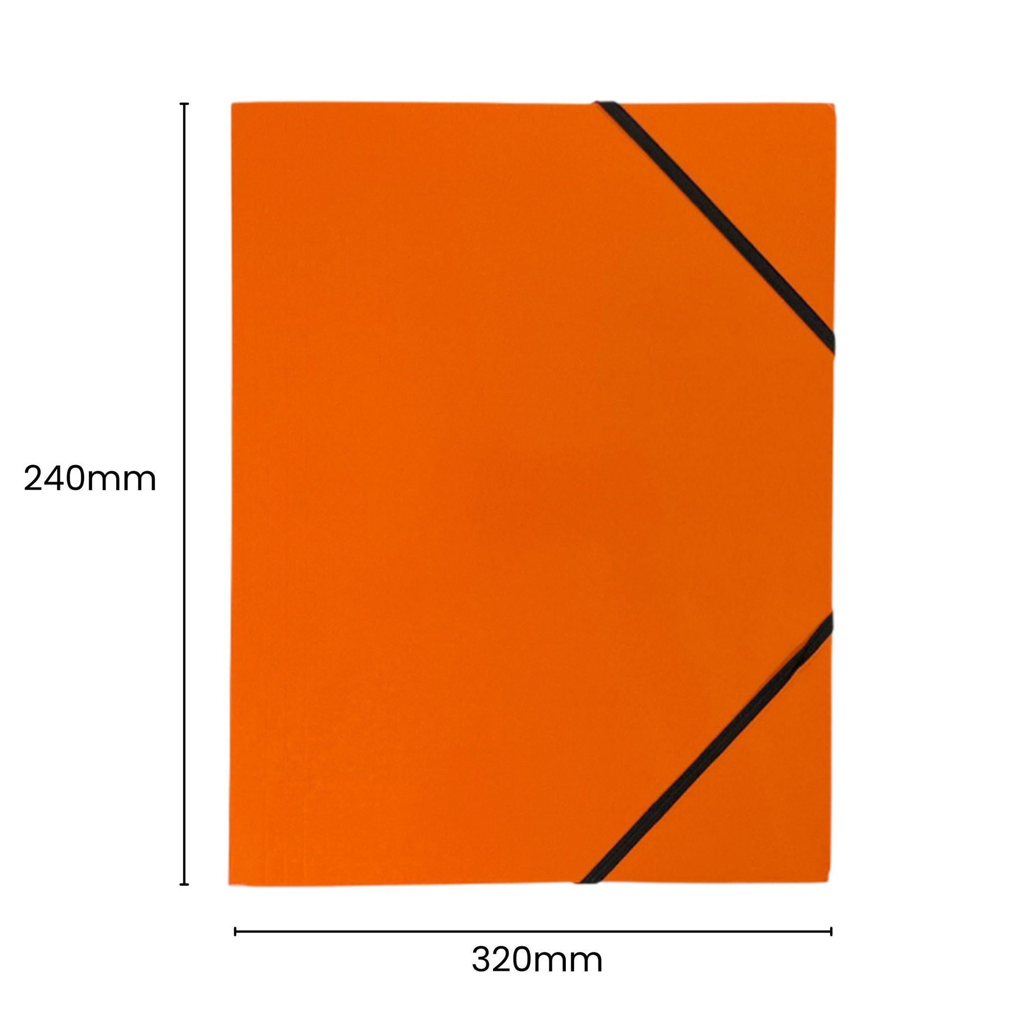 Janrax A4 Orange Laminated Card 3 Flap Folder with Elastic Closure