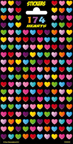 174 Colourful Hearts Glitter Finished Children Stickers Party Bag Filler