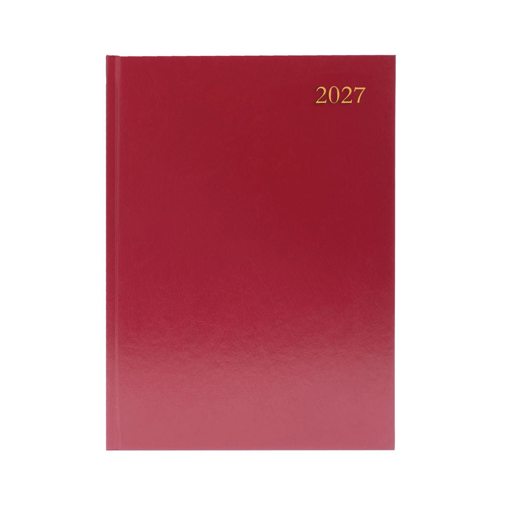2027 A4 Day Per Page Appointments Burgundy Desk Diary KFA41ABG27