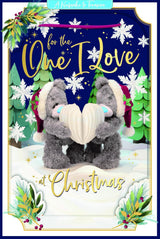 Bears Holding A Paper Heart To The One I Love 3D Christmas Keepsake Card
