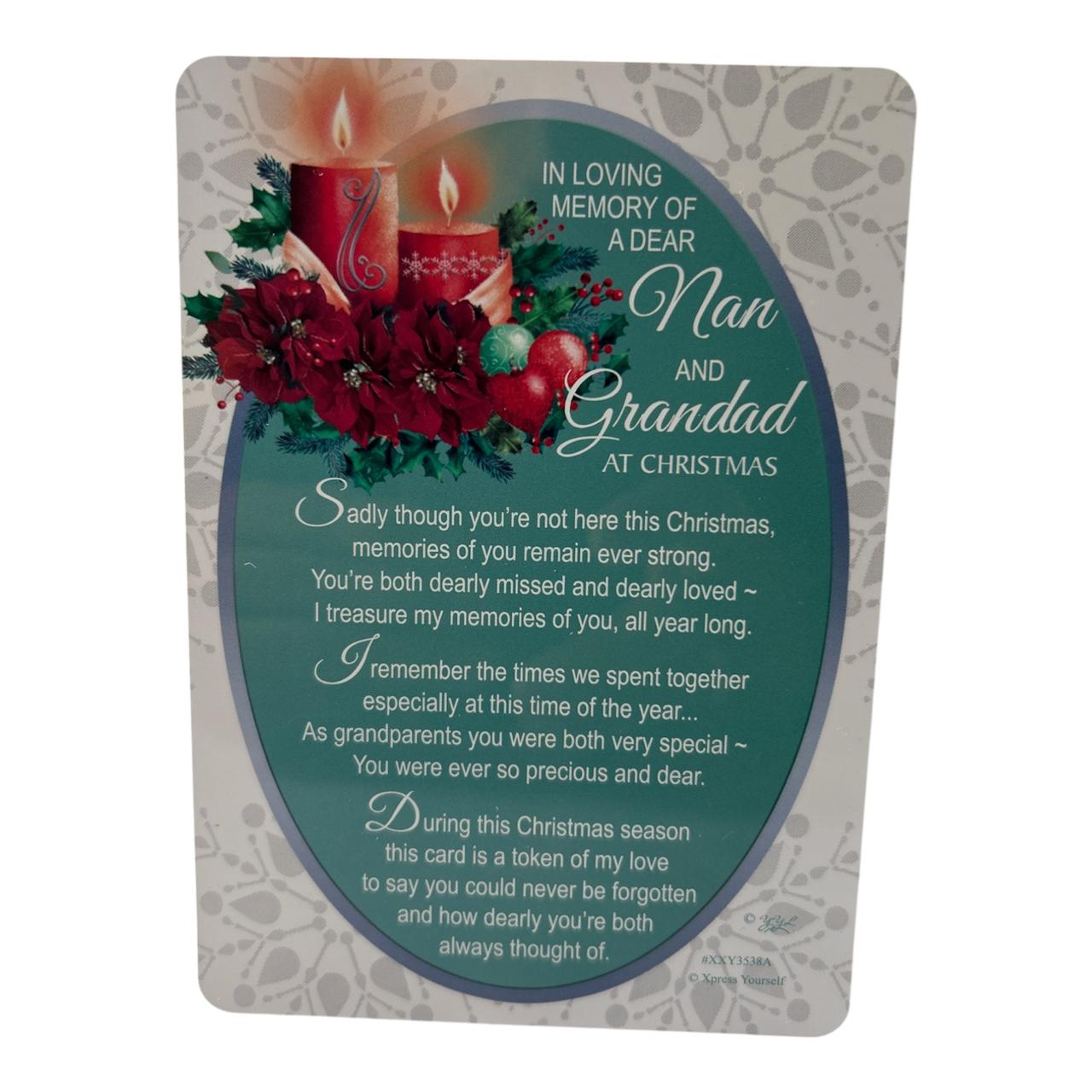 In Loving Memory of Nan and Grandad Christmas Graveside Keepsake Card
