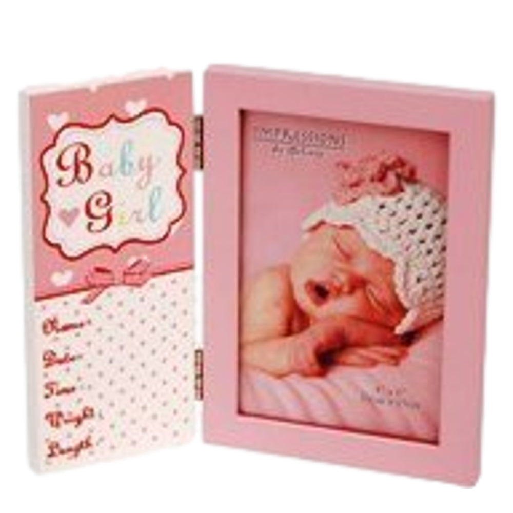 Heart & Star Hinged Photo Frame 4" x 6" with plaque - Baby Girl