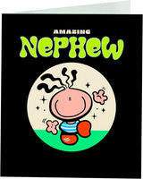 Character with Stripe Top Design Nephew Birthday Card
