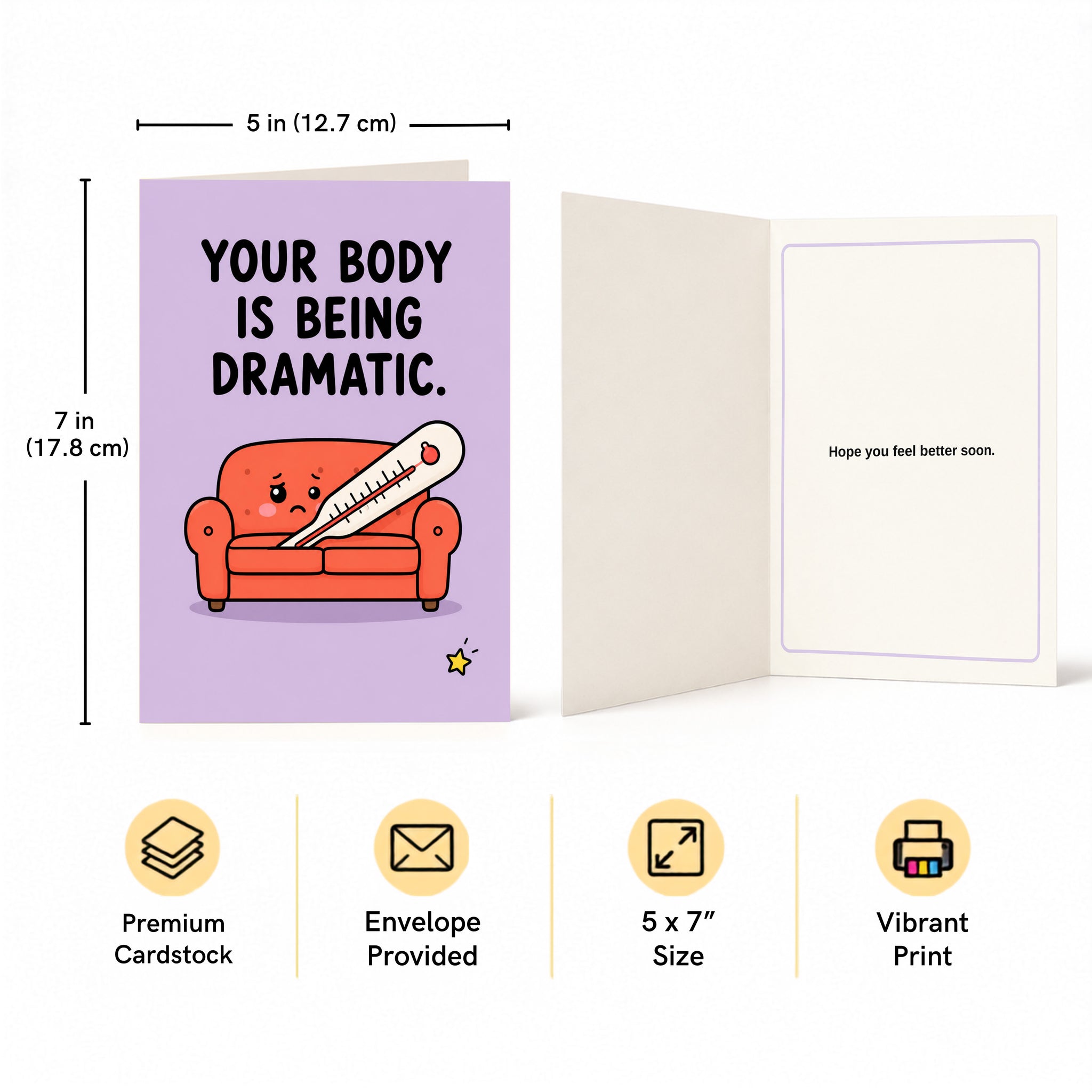 Your Body is Being Dramatic Get Well Soon Card