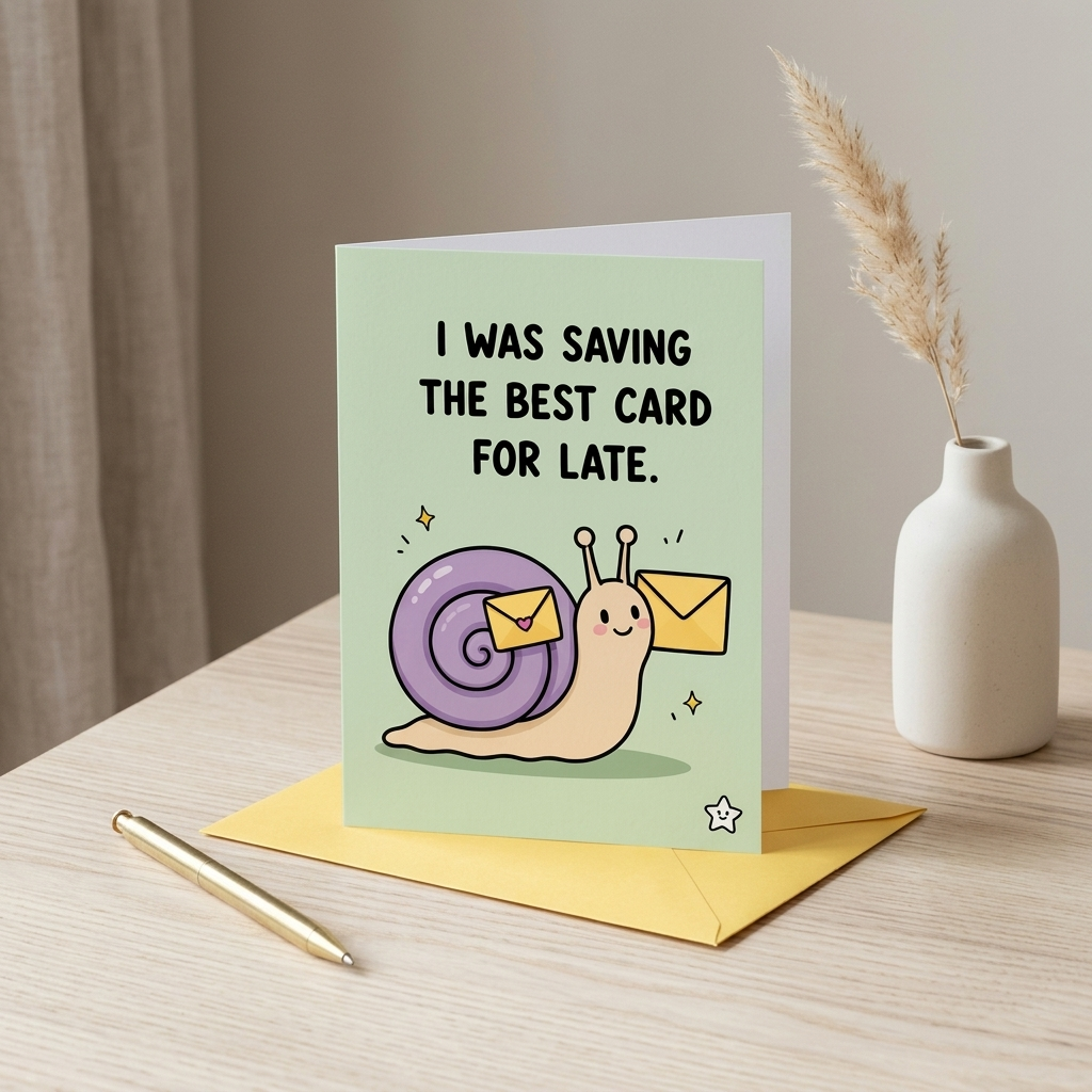 I Was Saving the Best for Late Belated Birthday Card