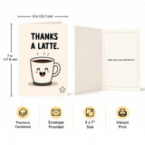 Coffee Cup With Latte Design Thank You Card