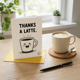 Coffee Cup With Latte Design Thank You Card